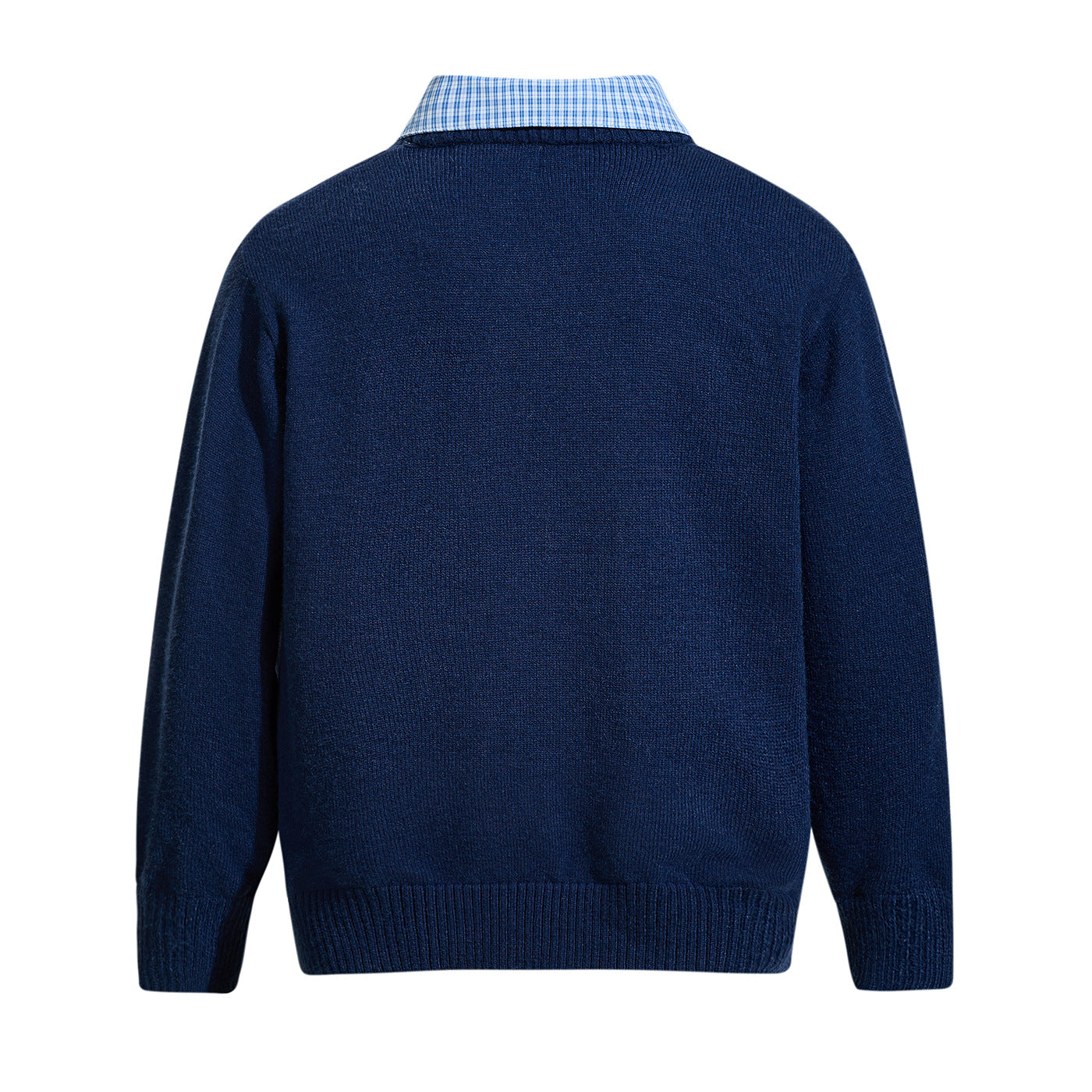 Men's round neck sweater with embroidered logo and layered shirt collar Chichicherry