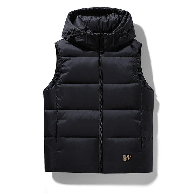 Men's sleeveless quilted thermal vest with hood and water-repellent surface Chichicherry