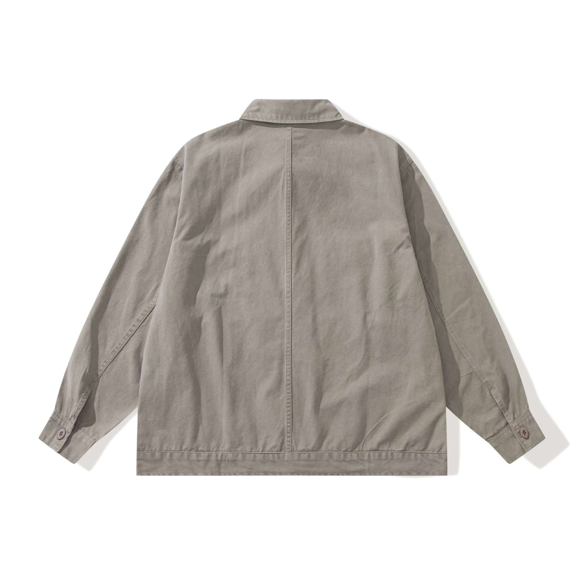 Men's Boxy Canvas Utility Blouson Jacket with Large Flap Pockets Chichicherry