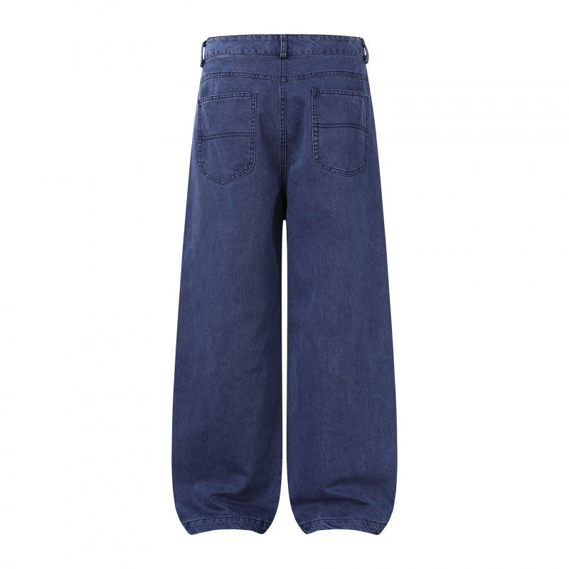 Women's Wide Highwaist Balloon Jeans in sturdy denim with elastic ankle hem Chichicherry