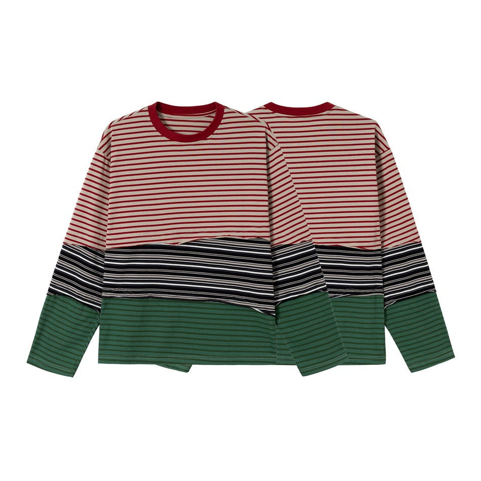 Unisex Casual Oversized Long Sleeve Shirt with Block Stripes made of Cotton Blend Chichicherry