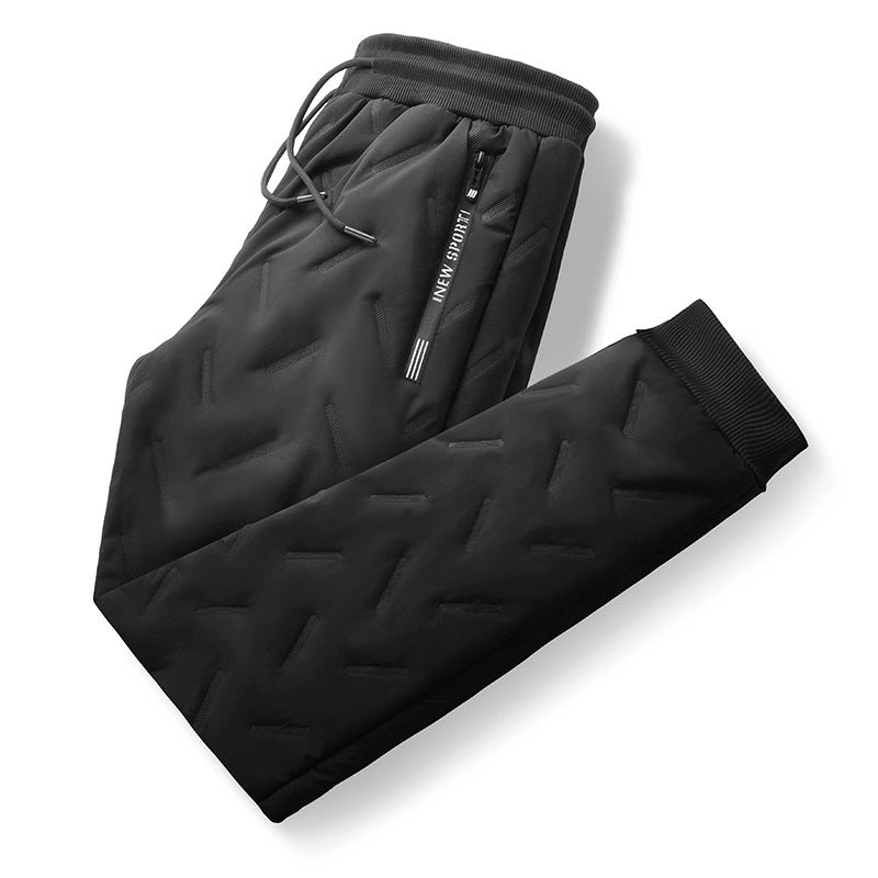 Men's Padded Thermal Jogging Pants with Quilted Texture and Teddy Lining Chichicherry