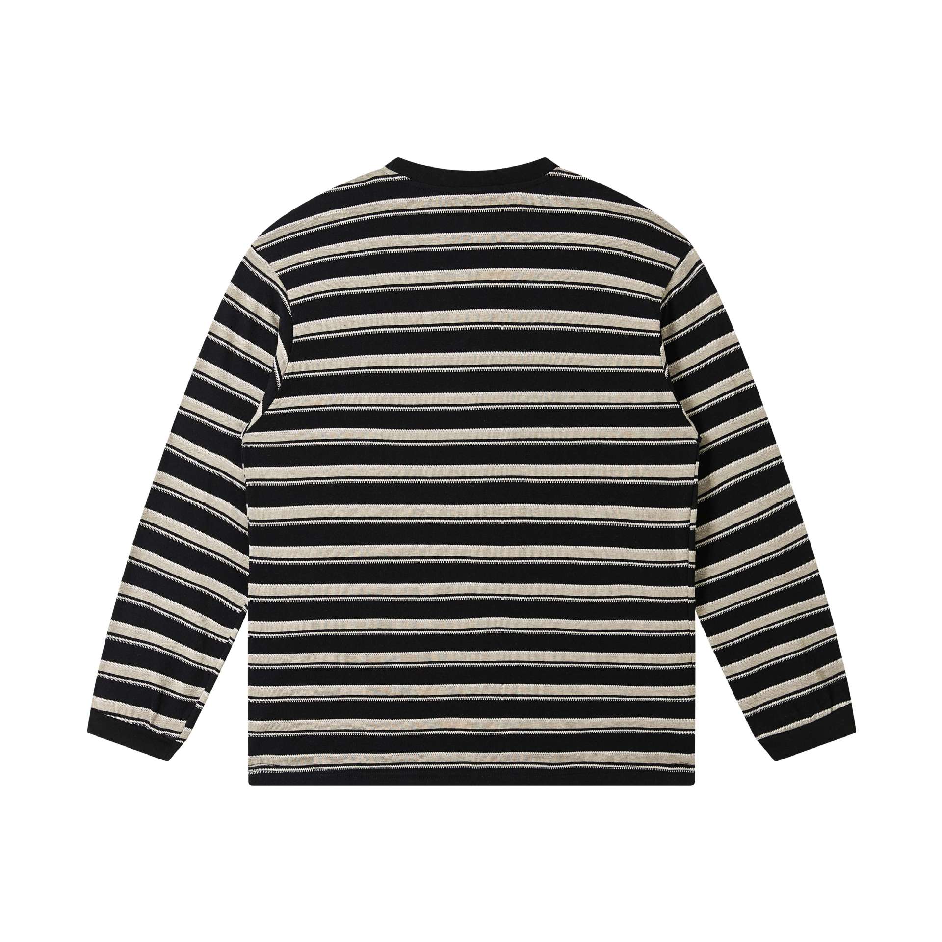 Unisex finely knitted long sleeve shirt with striped structure and ribbed round neck Chichicherry