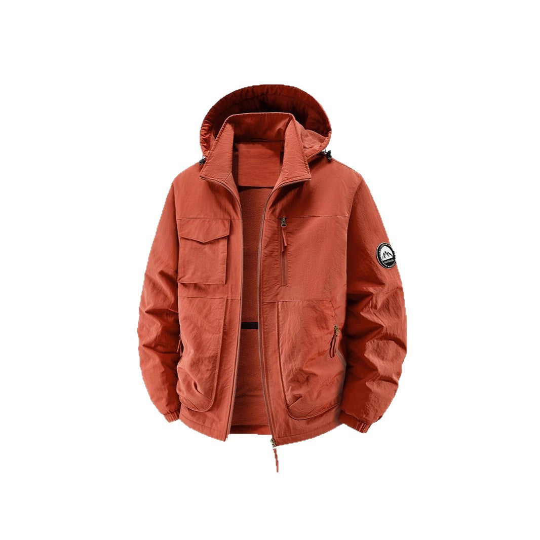 Men's Insulated Outdoor Jacket with Fleece Lining and Multifunctional Utility Pockets Chichicherry