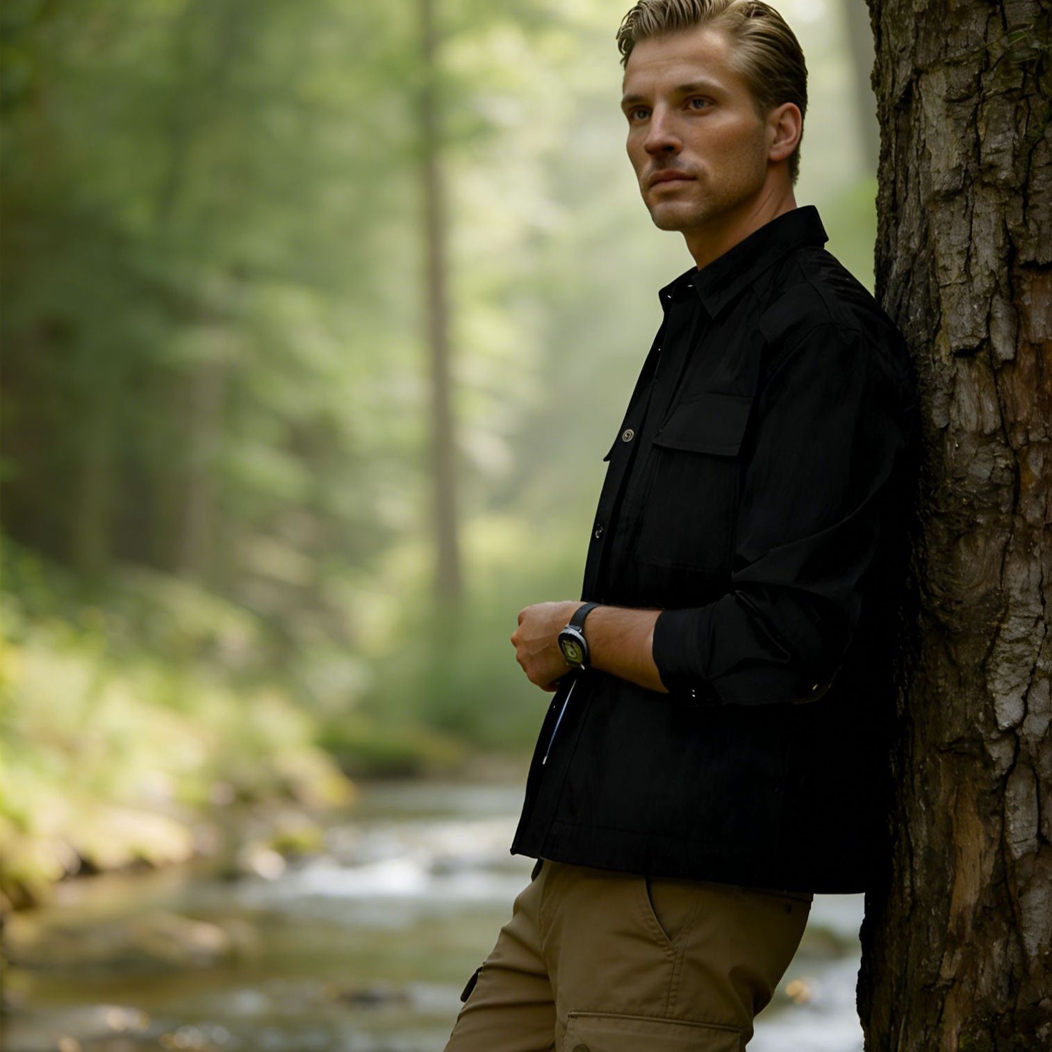 Herren Leichtes Field-Overshirt mit aufgesetzten Brusttaschen und Hemdkragen Chichicherry