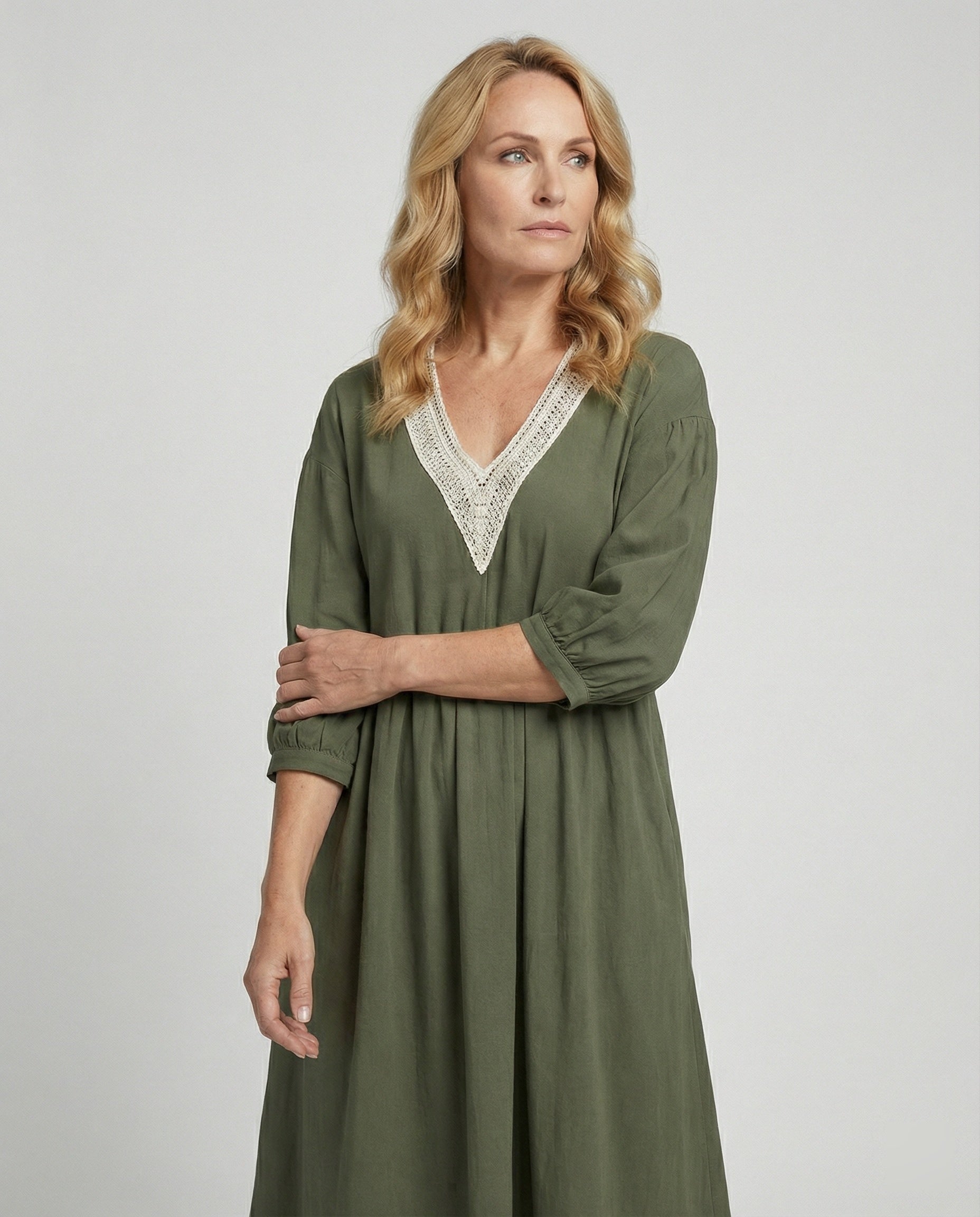 Women's Midi Dress Boho Cotton Linen
