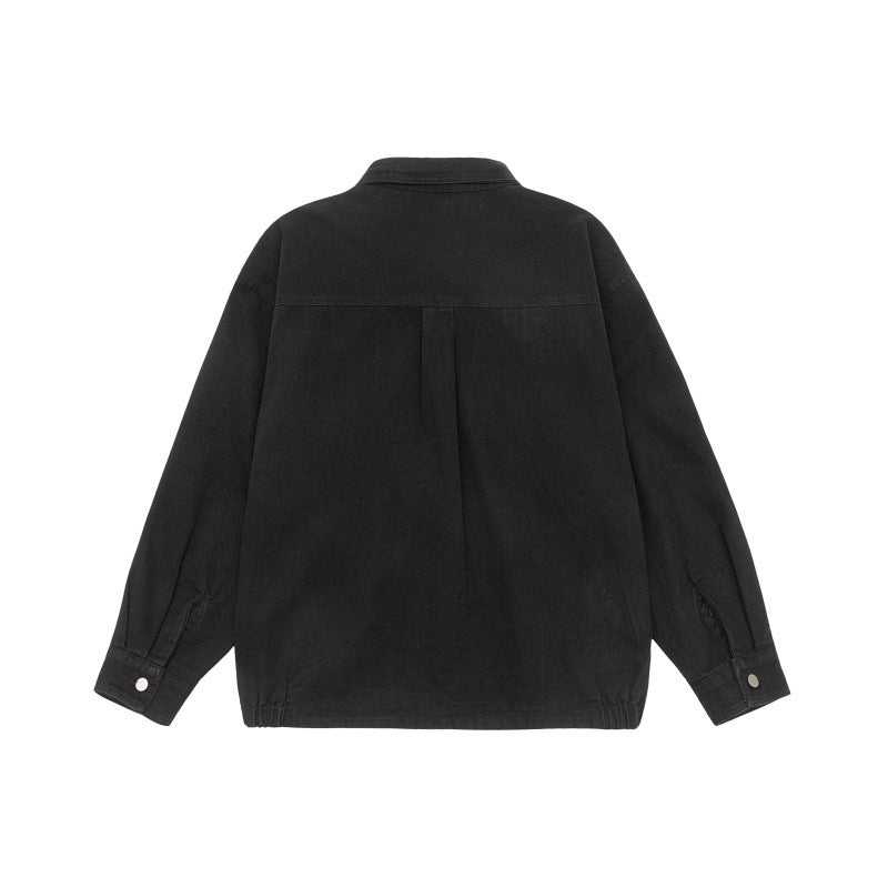 Unisex Oversize Workwear-Bomber Jacket with Snap Front and Elastic Waist Chichicherry