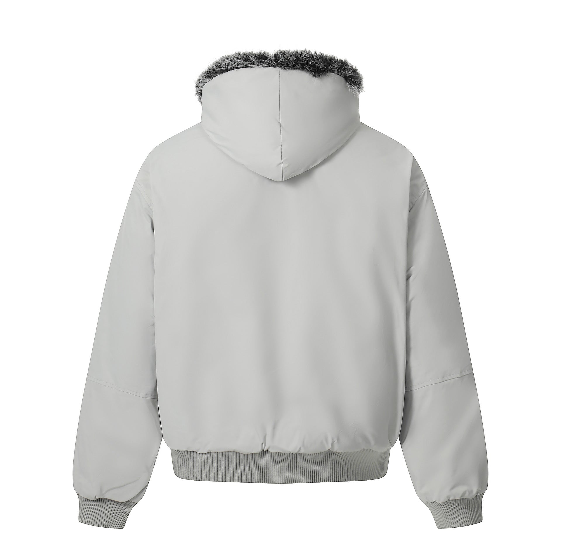 Men's Short Boxy Bomber Jacket in Aviator Look with Removable Faux Fur Collar Chichicherry