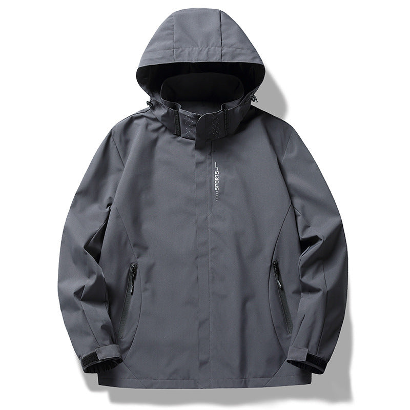 Men's technical softshell rain jacket with hood, wind and water-repellent membrane and concealed zippers Chichicherry