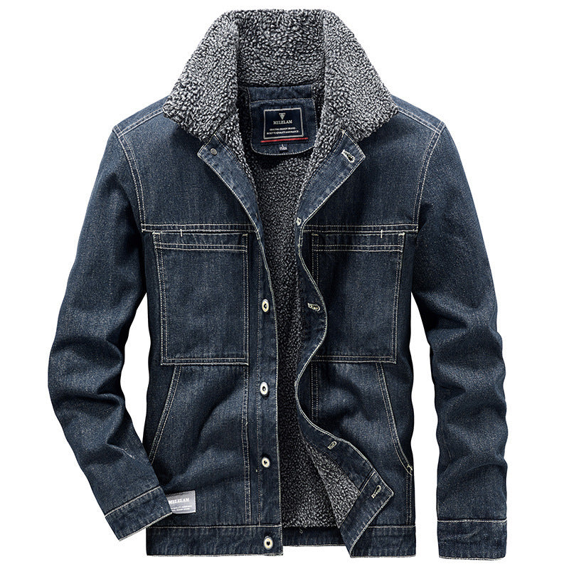 Men's Sherpa-lined Denim Jacket in Worker Style Chichicherry