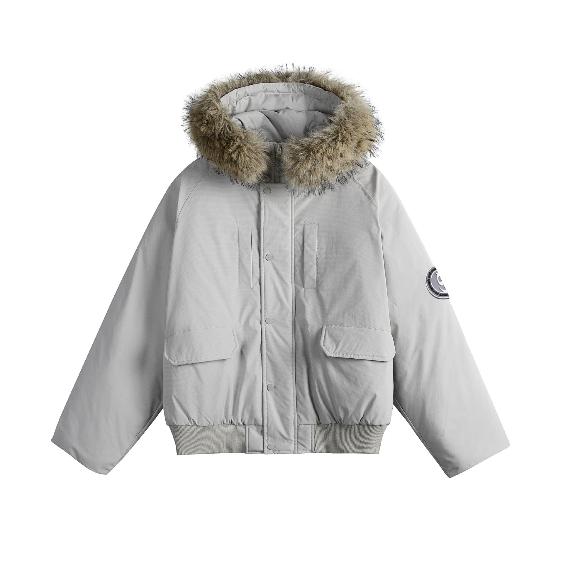 Men's short parka bomber with faux fur-lined hood and robust thermal insulation Chichicherry