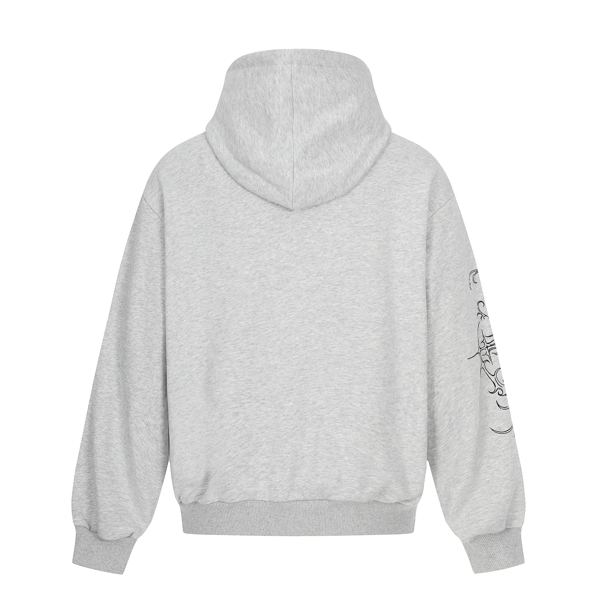 Men's Oversized Hoodie with Ornamental Cross Print and Studs Chichicherry