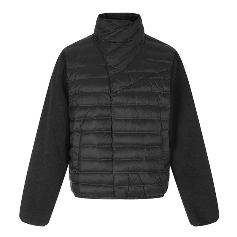 Women's quilted hybrid jacket with asymmetrical shawl collar and elastic waistband Chichicherry