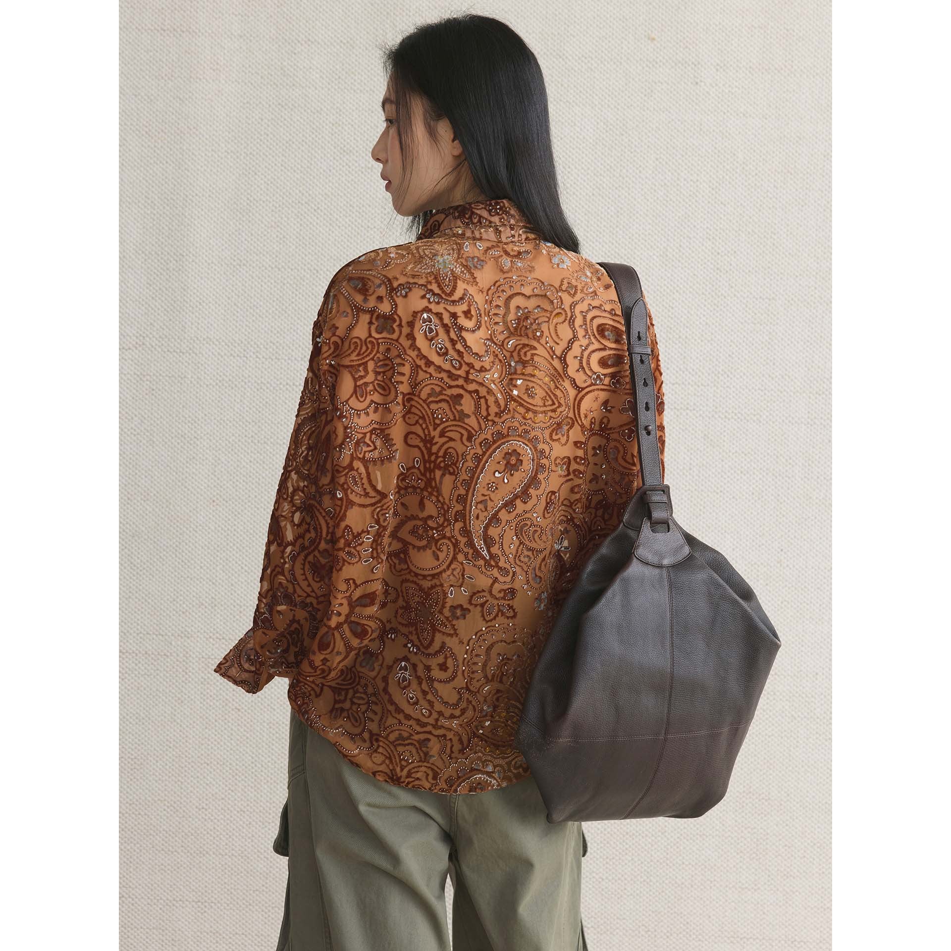 Ladies Embroidered Velvet Blouse with Paisley Pattern and Sequins Chichicherry