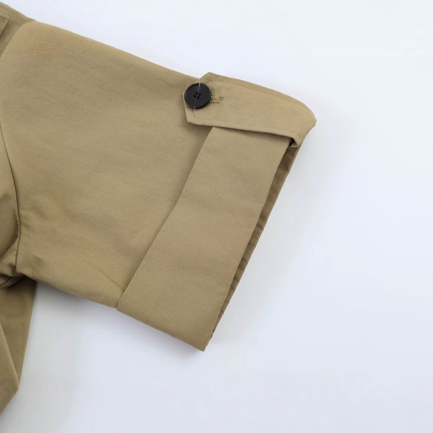 Women Cropped Double Breasted Trench Cape in Boxy Cut Chichicherry