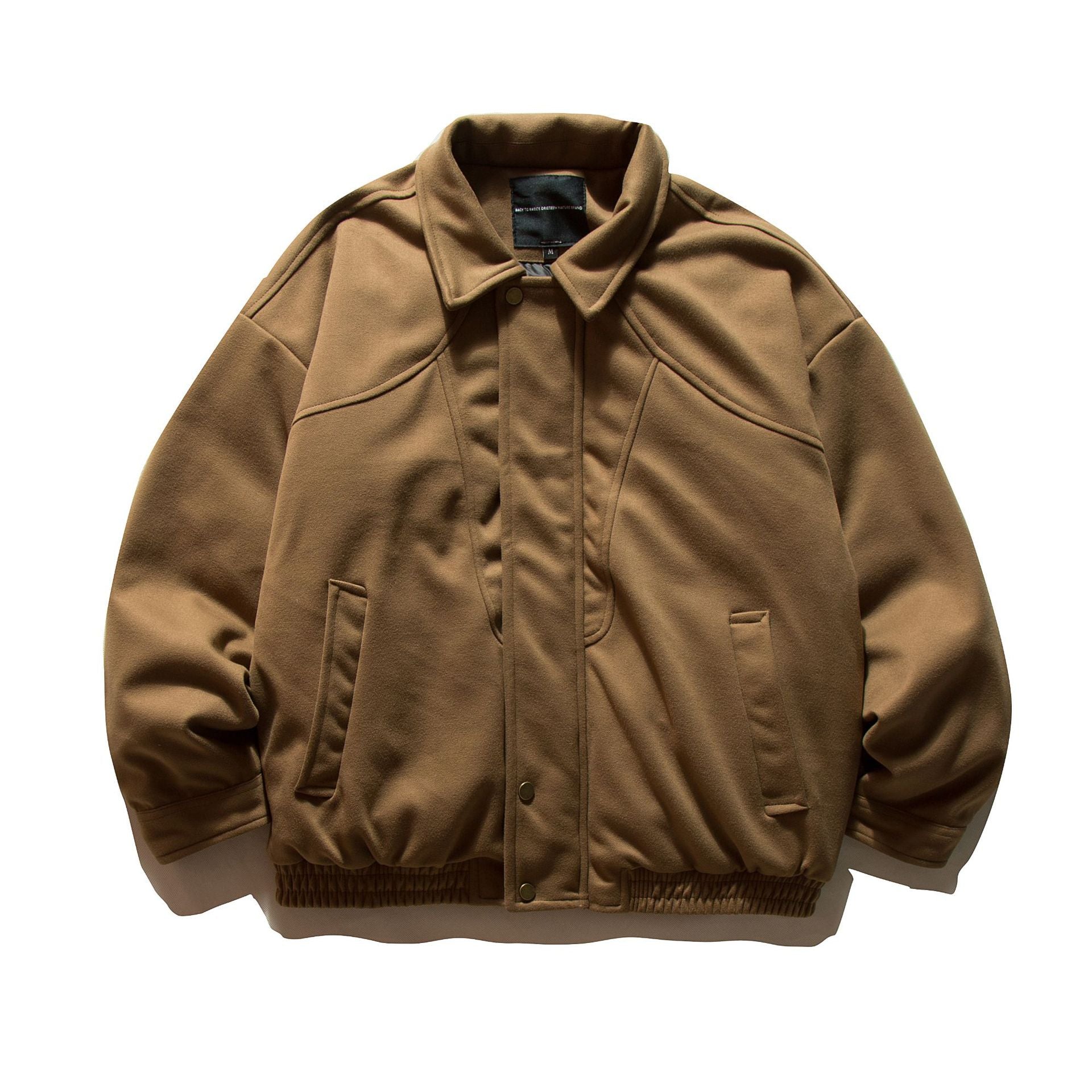 Men's Padded Bomber Jacket in Oversized Style with Shirt Collar and Elastic Hem Chichicherry