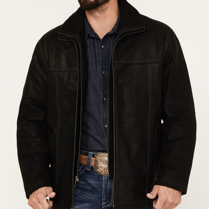 Herren Pilotenjacke mit wärmendem Teddyfutter und markanten Ziernähten Chichicherry