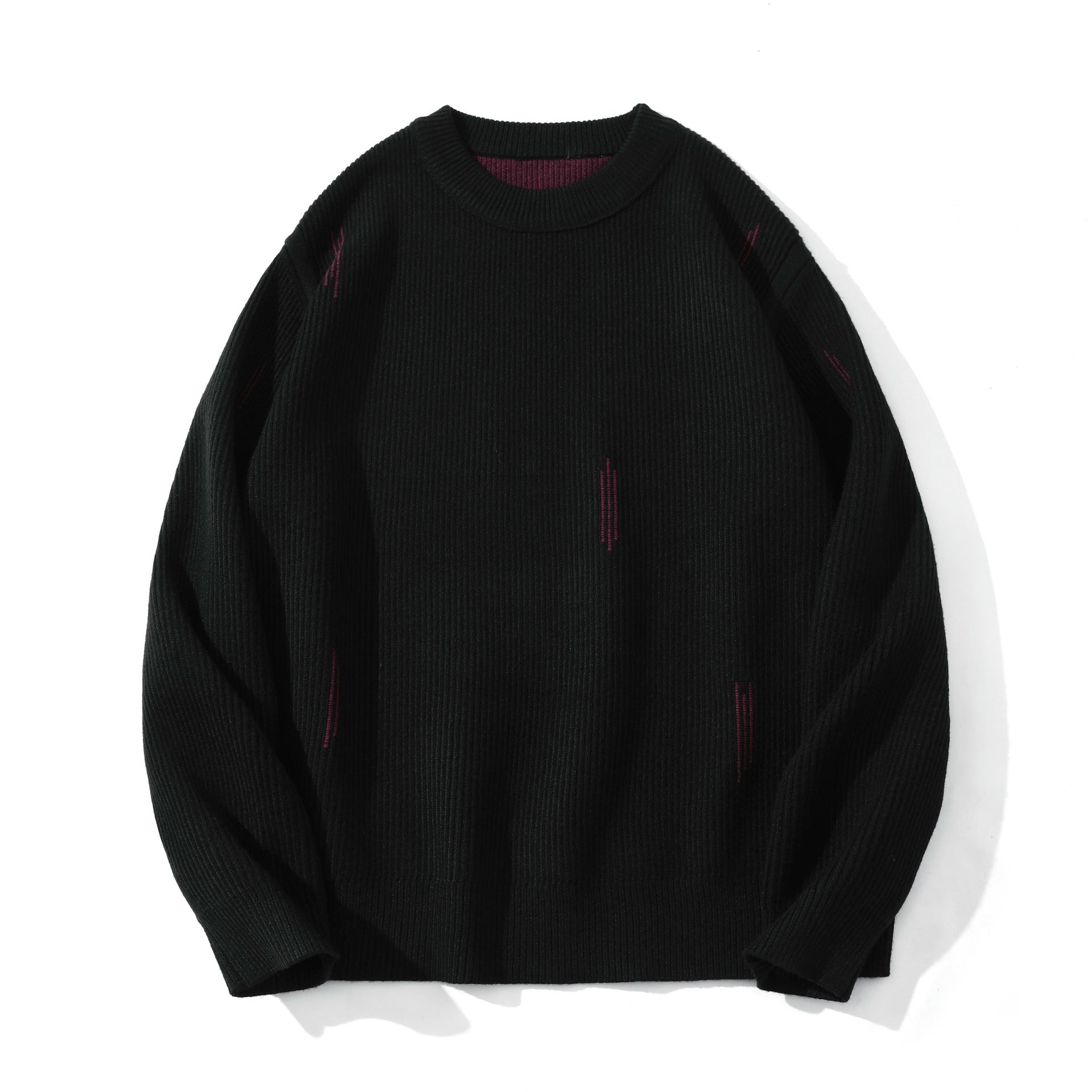 Women's Comfortable Ribbed Knit Sweater in Oversized Silhouette with Round Neck and Subtle Destroyed Look