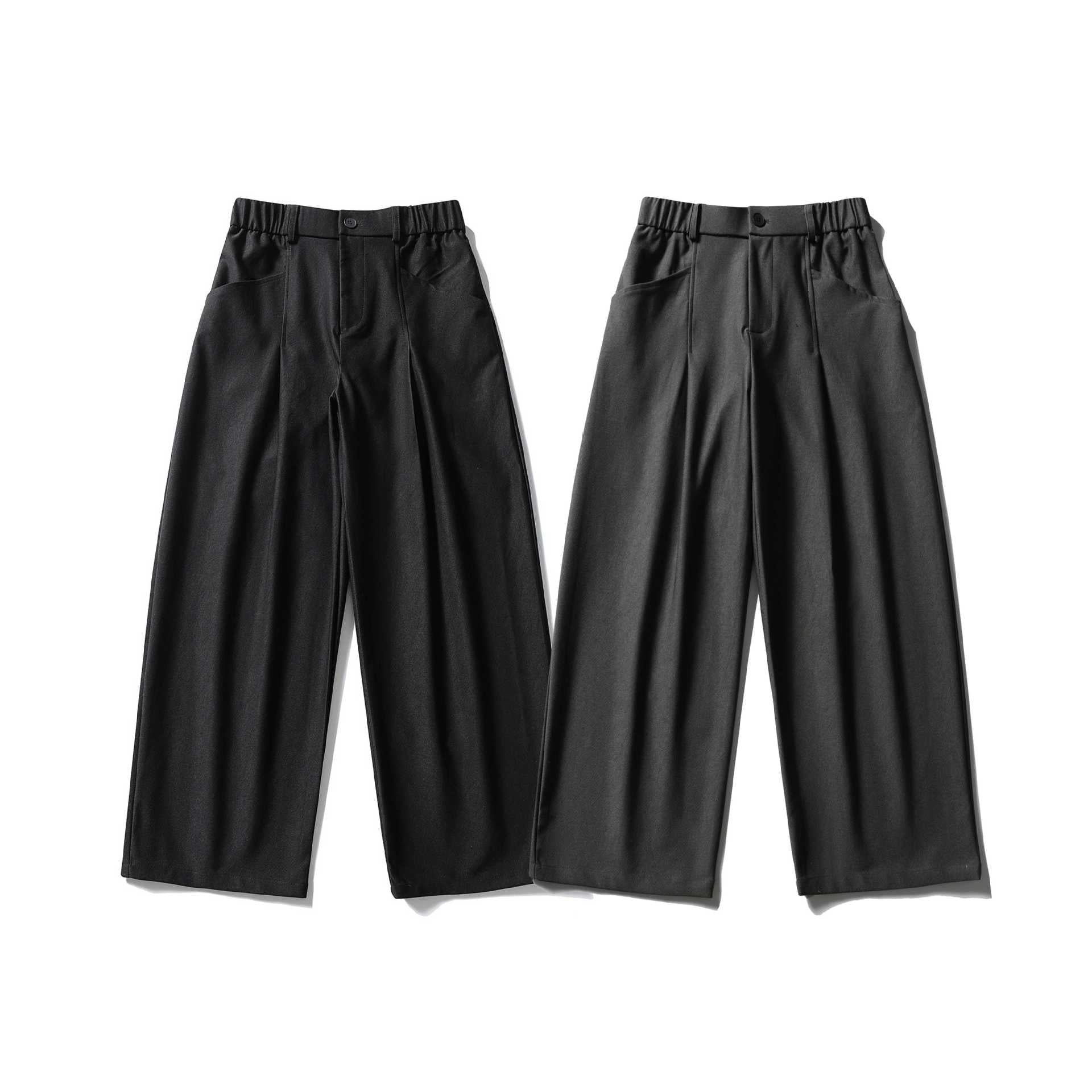 Women's Elegant High-Waisted Palazzo Culotte with Part-Elastic Waistband and Pleated Waist Pleats