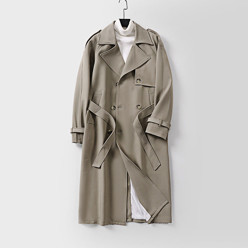 Women Double-Breasted Oversized Trench Coat with Wide Shawl Collar and Belt Chichicherry