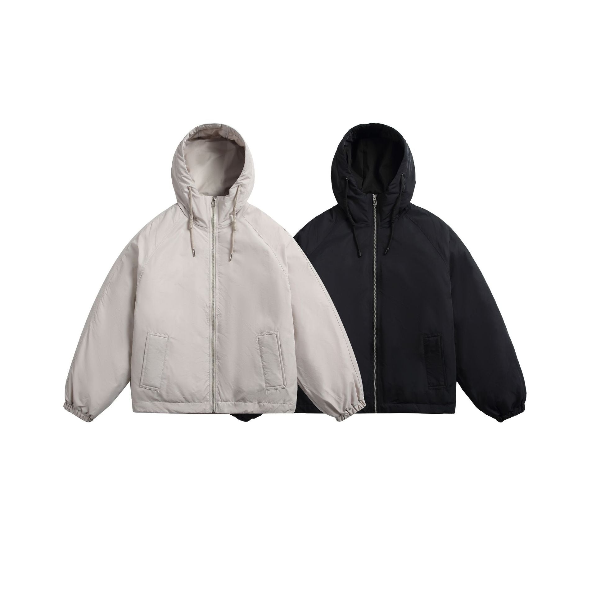Unisex Short padded hooded jacket in boxy cut with elastic hem Chichicherry