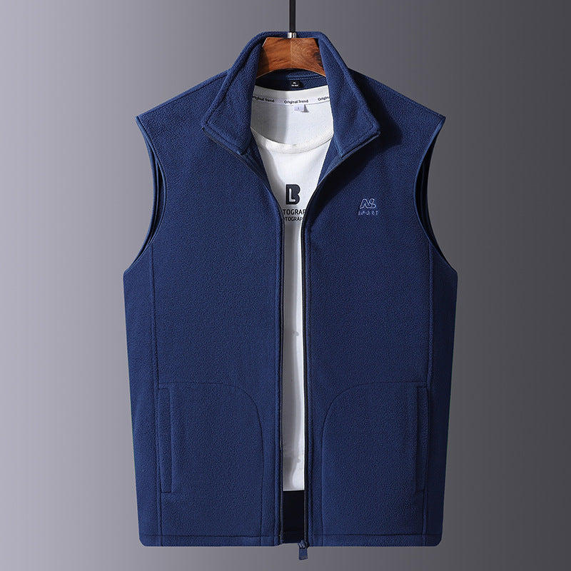 Men's Lightweight Microfleece Outdoor Vest with high collar and concealed zipper Chichicherry