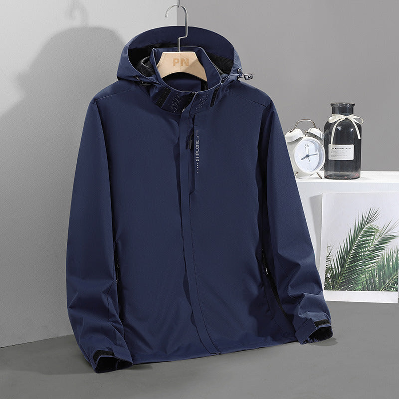 Men's Lightweight Softshell Hooded Jacket with Concealed Zipper and Windproof Membrane Chichicherry