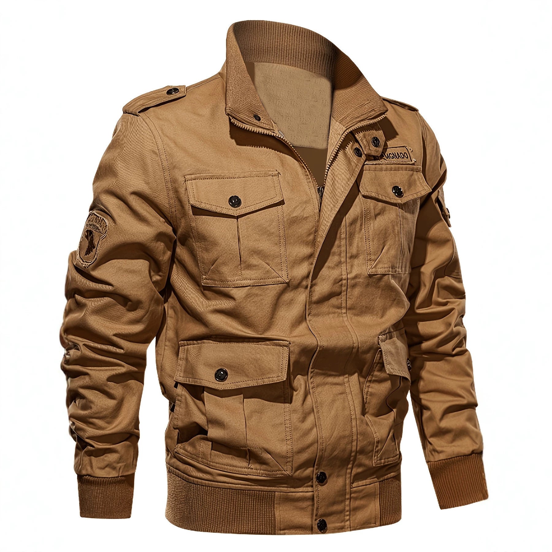 Men's field jacket in military style with multiple pockets and knit collar Chichicherry