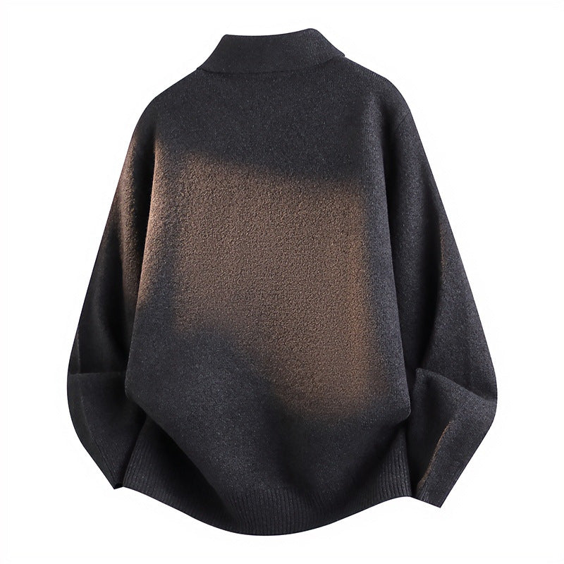 Unisex Lässiger Oversize-Strickpullover mit Polokragen und Halber Knopfleiste Chichicherry