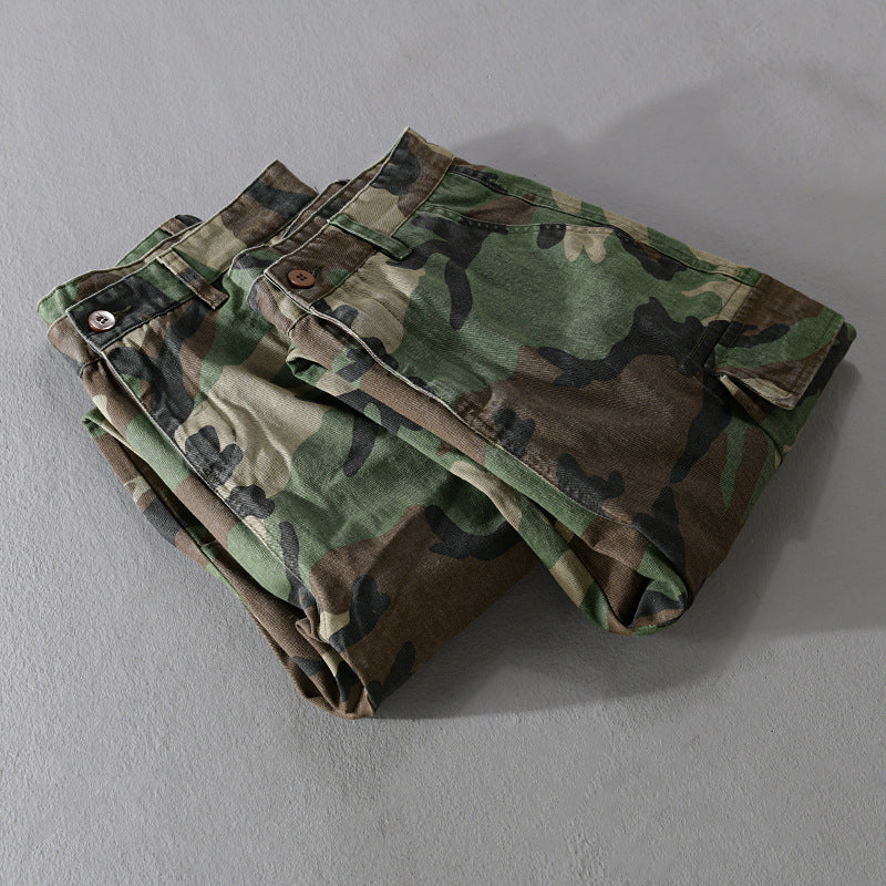 Men's Slim-Tapered Cargo Pants in Military Style with Rubber Cuffs and Flap Pockets Chichicherry