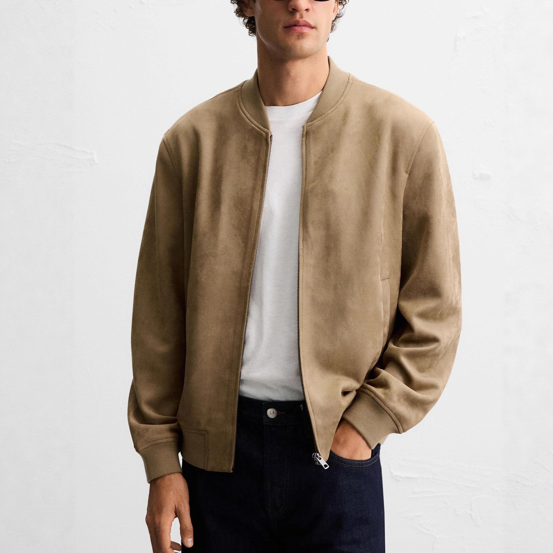 Men's suede bomber jacket with fine structure Chichicherry