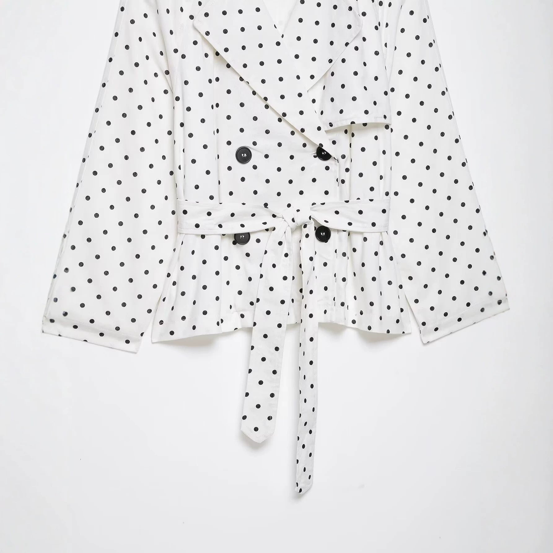 Women's short trench with waist belt and polka dot pattern Chichicherry