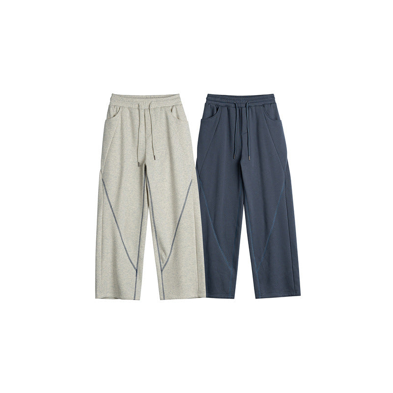 Women's Wide Culotte Jogging Pants with Elastic Waistband, Drawstring and Decorative Contrast Stitching Chichicherry