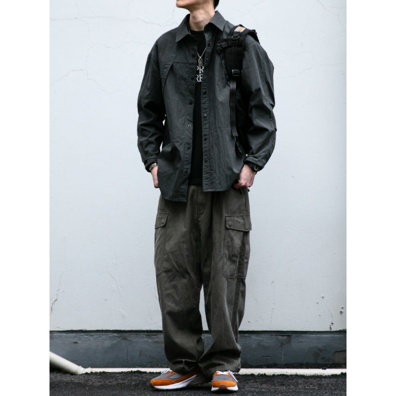 Herren Technisches Field-Overshirt im Utility-Look mit Druckknopfleiste und kastiger Passform Chichicherry