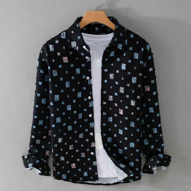 Unisex Lightweight Structured Shirt with Square Cut-Outs and Oversized Fit Chichicherry