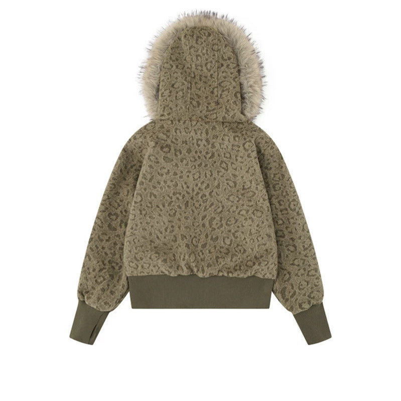 Women's Teddy Fleece Bomber Jacket with Hood and Faux Fur Trim Chichicherry