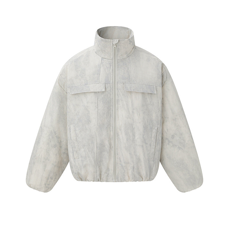 Unisex Short fitted padded oversized bomber jacket with stand-up collar and chest flaps Chichicherry
