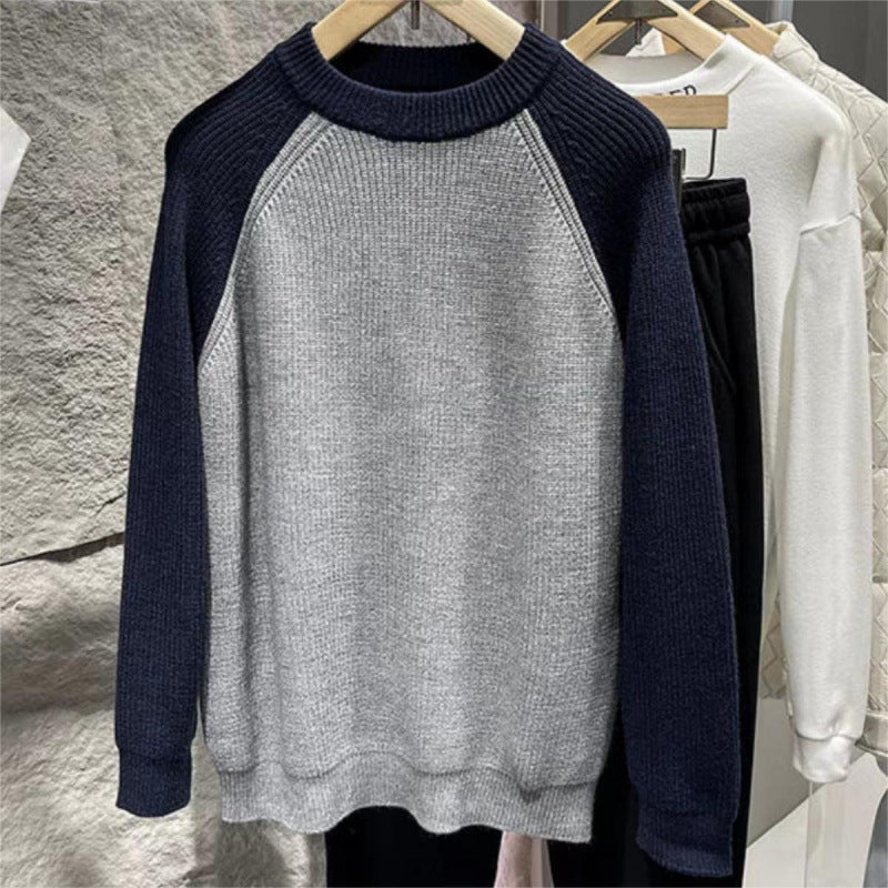 Herren Raglan-Kontraststrickpullover mit feiner Rippstruktur und gerippten Bündchen Chichicherry