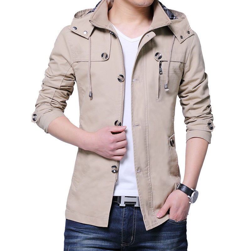 Men's lightweight cotton field jacket with hood, double closure and roll sleeves Chichicherry