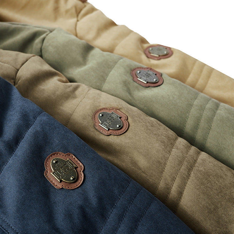 Men's padded parka in canvas look with teddy fleece lining and hood Chichicherry