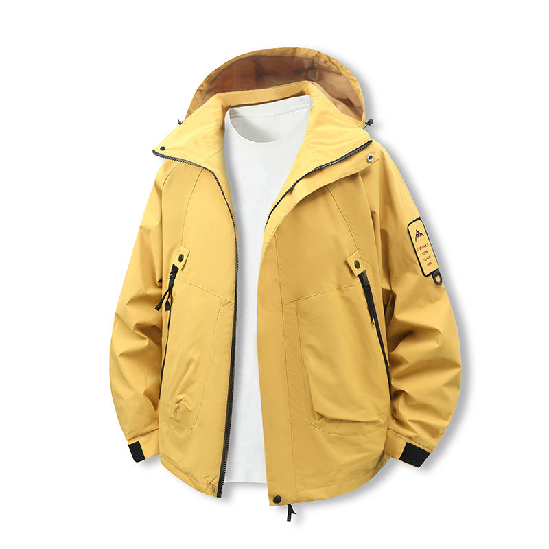 Men's Wind and Water Resistant Softshell Utility Jacket with Hood Chichicherry