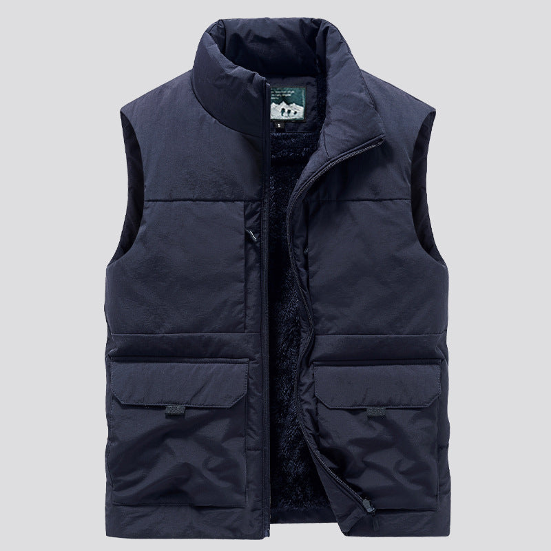 Men's Padded Sleeveless Utility Quilted Vest with Teddy Lining and Large Flap Pockets Chichicherry