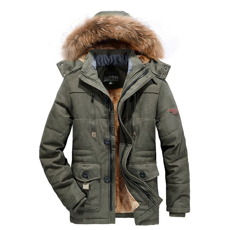 Men's padded parka with faux fur hood and teddy lining Chichicherry