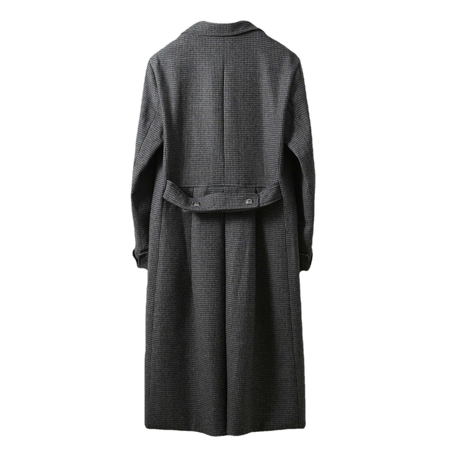 Men's Elegant long cut wool coat with double row and flap pockets Chichicherry