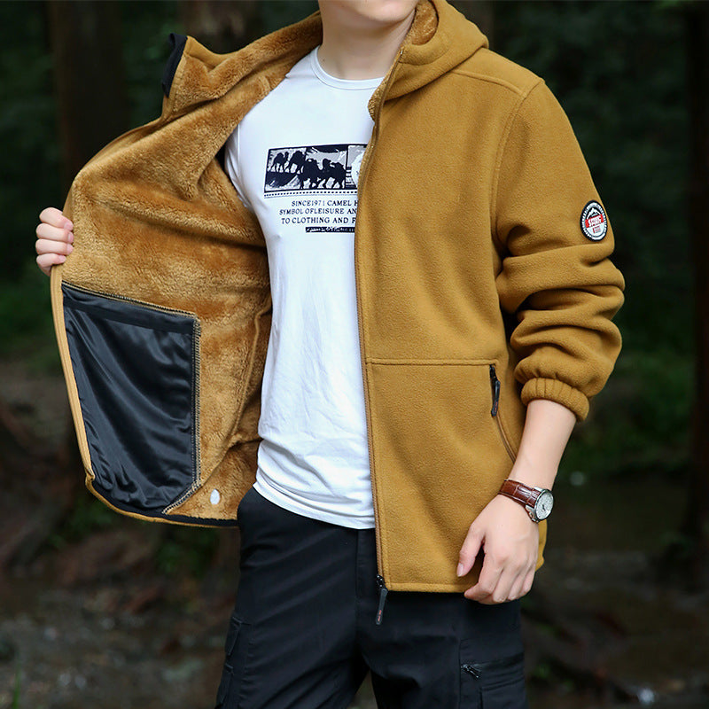 Men's outdoor fleece jacket with hood, full zip and zip pockets Chichicherry
