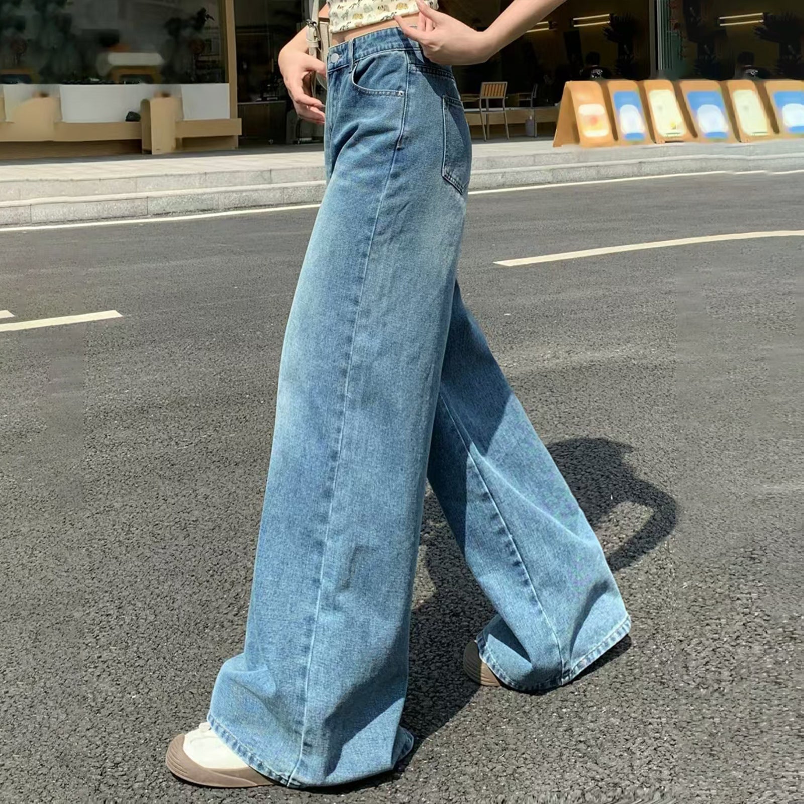 Women Extra Wide High-Waist Palazzo Jeans made of Denim Chichicherry