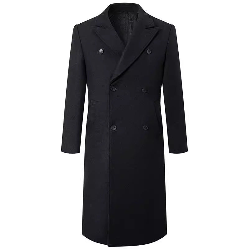 Men's double-breasted long wool coat with quilted lining Chichicherry