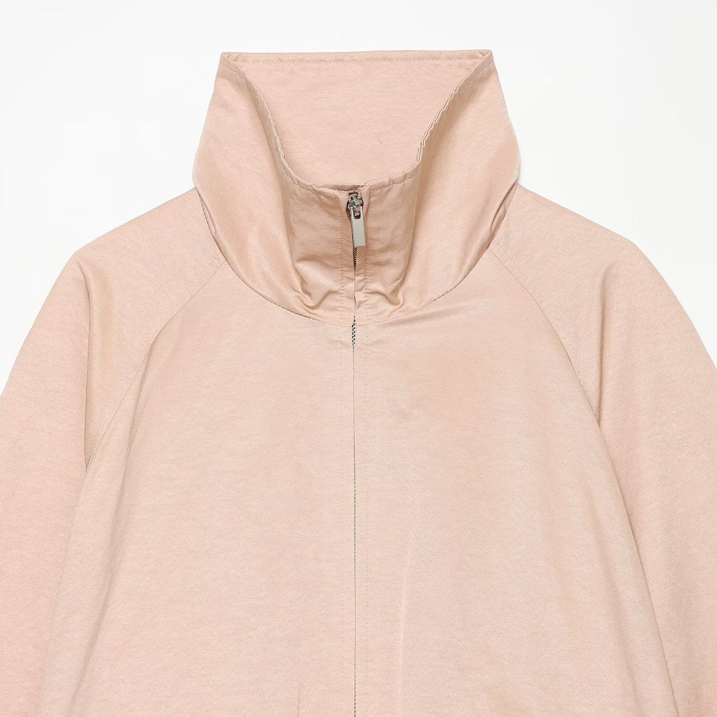 Women's Cropped Transitional Jacket with High Stand-up Collar and Raglan Sleeves Chichicherry