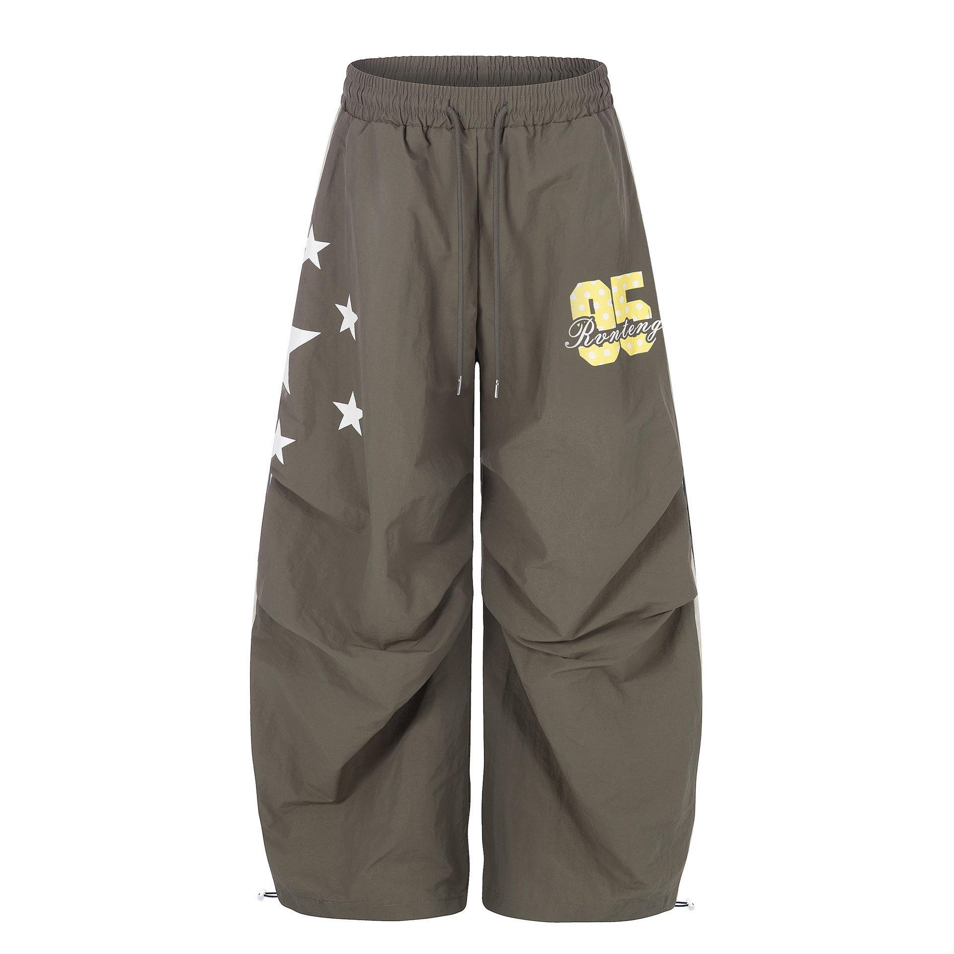 Women's Loose Knee-Length Lounge Shorts with Elastic Waistband, Drawstring and Number Print Chichicherry