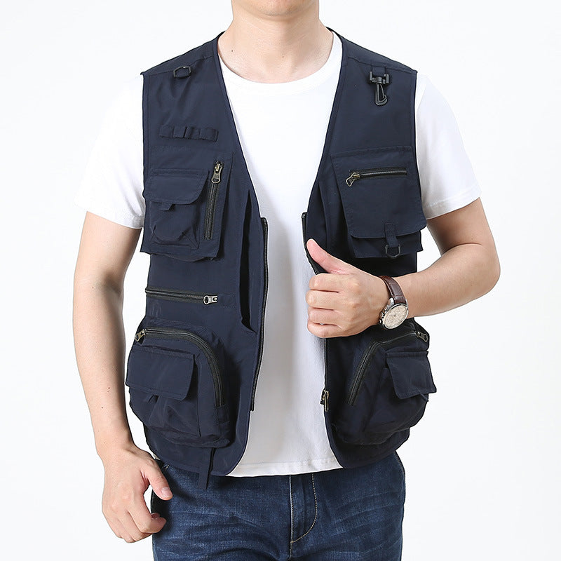 Men's multifunctional utility fishing vest with numerous zip and flap pockets Chichicherry